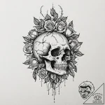 Ruined helm devoured by roots, ink illustrati… – tattoo sketch (№1753529016_0, 26.07.2025 11:23) — tattoovalue.net