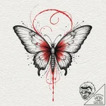 Angel butterfly with glowing trails, tattoo s… – tattoo sketch (№1753530211_0, 26.07.2025 11:43) — tattoovalue.net