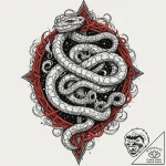 Nebula serpent circling bone gate, tattoo dra… – tattoo sketch (№1753530600_0, 26.07.2025 11:50) — tattoovalue.net