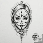Grim mask leaking shadows, tattoo line art, d… – tattoo sketch (№1753531375_0, 26.07.2025 12:02) — tattoovalue.net
