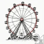 Ferris wheel, artistic tattoo sketch, on a cl… – tattoo sketch (№1753532344_0, 26.07.2025 12:19) — tattoovalue.net