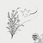 Shooting star leaving a trail of forget-me-no… – tattoo sketch (№1753532546_0, 26.07.2025 12:22) — tattoovalue.net