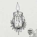 A lit candle dripping wax, artistic tattoo sk… – tattoo sketch (№1753532953_0, 26.07.2025 12:29) — tattoovalue.net