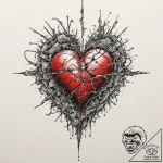 Glass heart being shattered by a sound wave,… – tattoo sketch (№1753533150_0, 26.07.2025 12:32) — tattoovalue.net