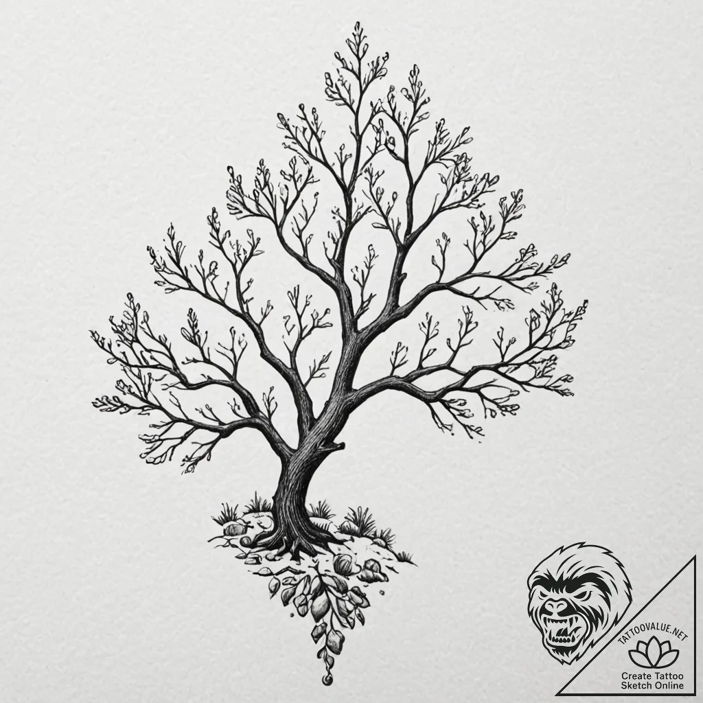 Crystal branches piercing sky, artistic tatto... - tattoo sketch (№1753533344_0, 26.07.2025 12:35) — tattoovalue.net
