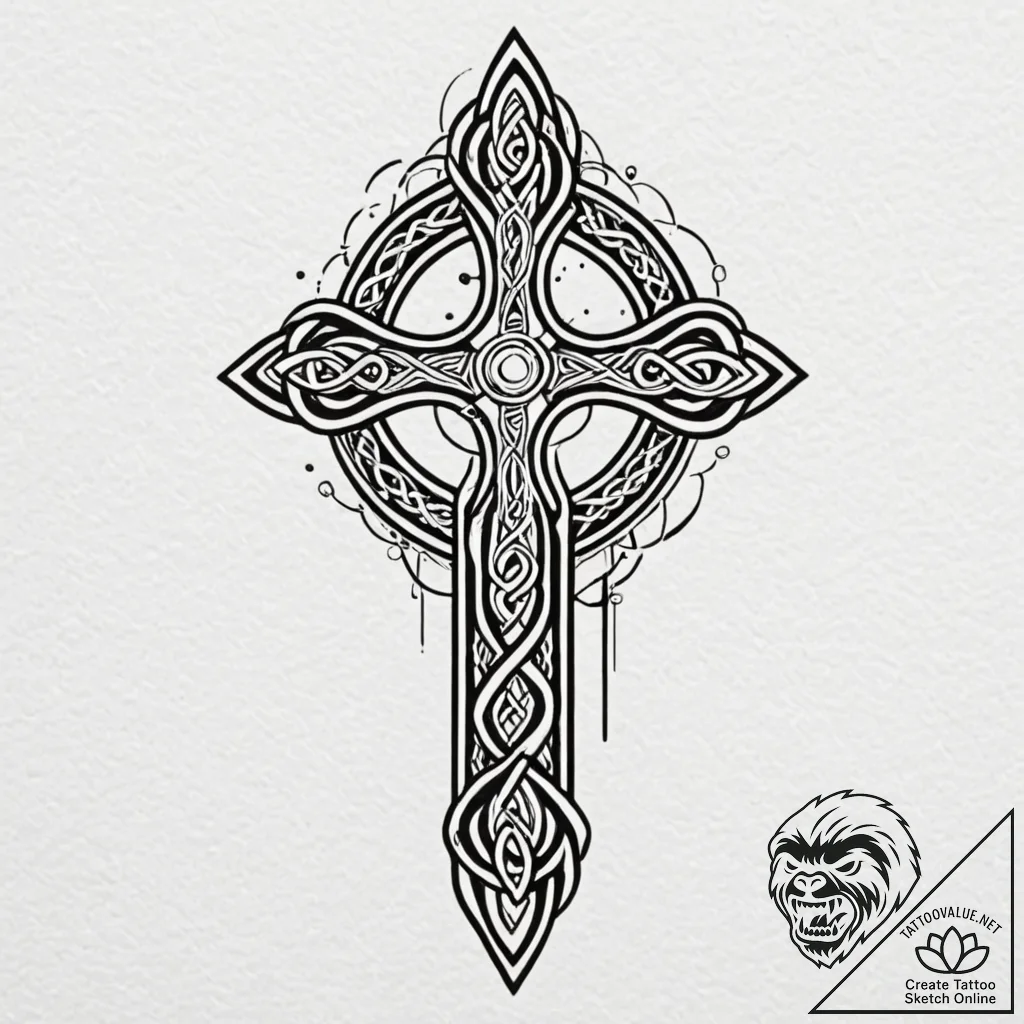 Celtic cross, concept art for tattoo, new sch... - tattoo sketch (№1753533538_0, 26.07.2025 12:38) — tattoovalue.net