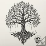 Burning roots of ancient tree, concept art fo… – tattoo sketch (№1753533926_0, 26.07.2025 12:45) — tattoovalue.net