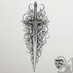 Ancient sword bleeding darkness, tattoo sketc… – tattoo sketch (№1753534521_0, 26.07.2025 12:55) — tattoovalue.net