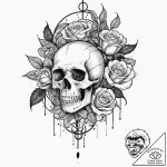 Atomic raven with glitch effect, artistic tat… – tattoo sketch (№1753535132_0, 26.07.2025 13:05) — tattoovalue.net