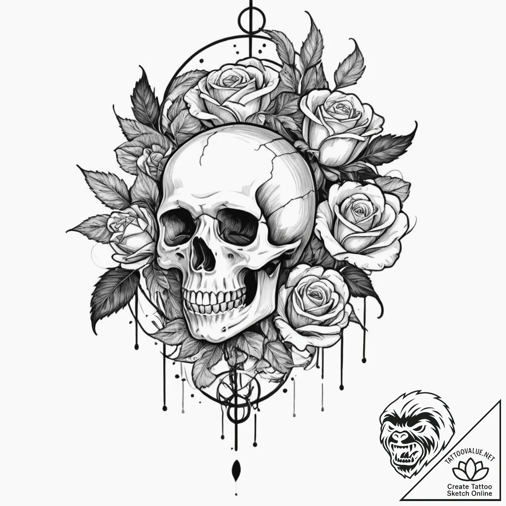 Atomic raven with glitch effect, artistic tat... - tattoo sketch (№1753535132_0, 26.07.2025 13:05) — tattoovalue.net