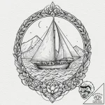 Origami paper boat sailing on a gentle ripple… – tattoo sketch (№1753535337_0, 26.07.2025 13:08) — tattoovalue.net