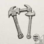Journeyman’s tools (hammer, wrench, caliper)… – tattoo sketch (№1753536332_0, 26.07.2025 13:25) — tattoovalue.net