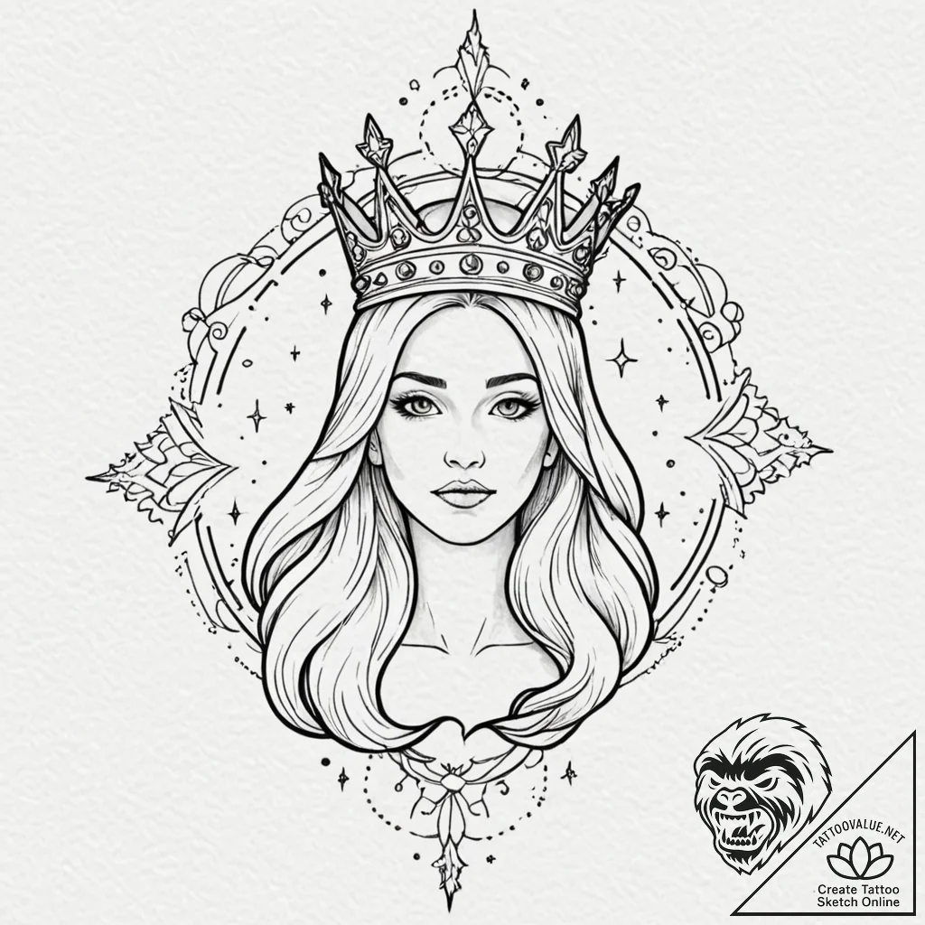 Ghost relic crowned in stars, tattoo sketch d... - tattoo sketch (№1753536729_0, 26.07.2025 13:32) — tattoovalue.net
