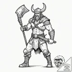 Viking warrior with a cybernetically enhanced… – tattoo sketch (№1753536933_0, 26.07.2025 13:35) — tattoovalue.net
