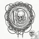Plague tome sealed with chains, concept art f… – tattoo sketch (№1753537330_0, 26.07.2025 13:42) — tattoovalue.net