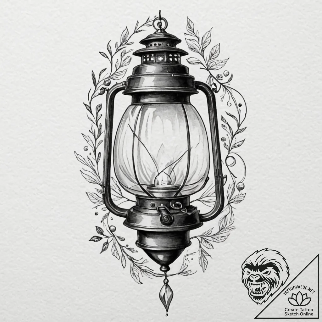 Lantern spinning in void, tattoo sketch desig... - tattoo sketch (№1753538718_0, 26.07.2025 14:05) — tattoovalue.net