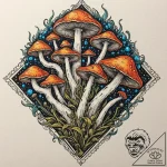 Glowing mushroom cluster, bioluminescent, art… – tattoo sketch (№1753539310_0, 26.07.2025 14:15) — tattoovalue.net