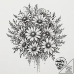A vibrant bouquet of daisies, simple and chee… – tattoo sketch (№1753539901_0, 26.07.2025 14:25) — tattoovalue.net