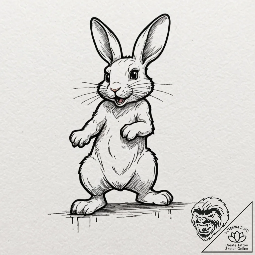 Rabbit's shadow showing a monstrous beast, in... - tattoo sketch (№1753540910_0, 26.07.2025 14:41) — tattoovalue.net