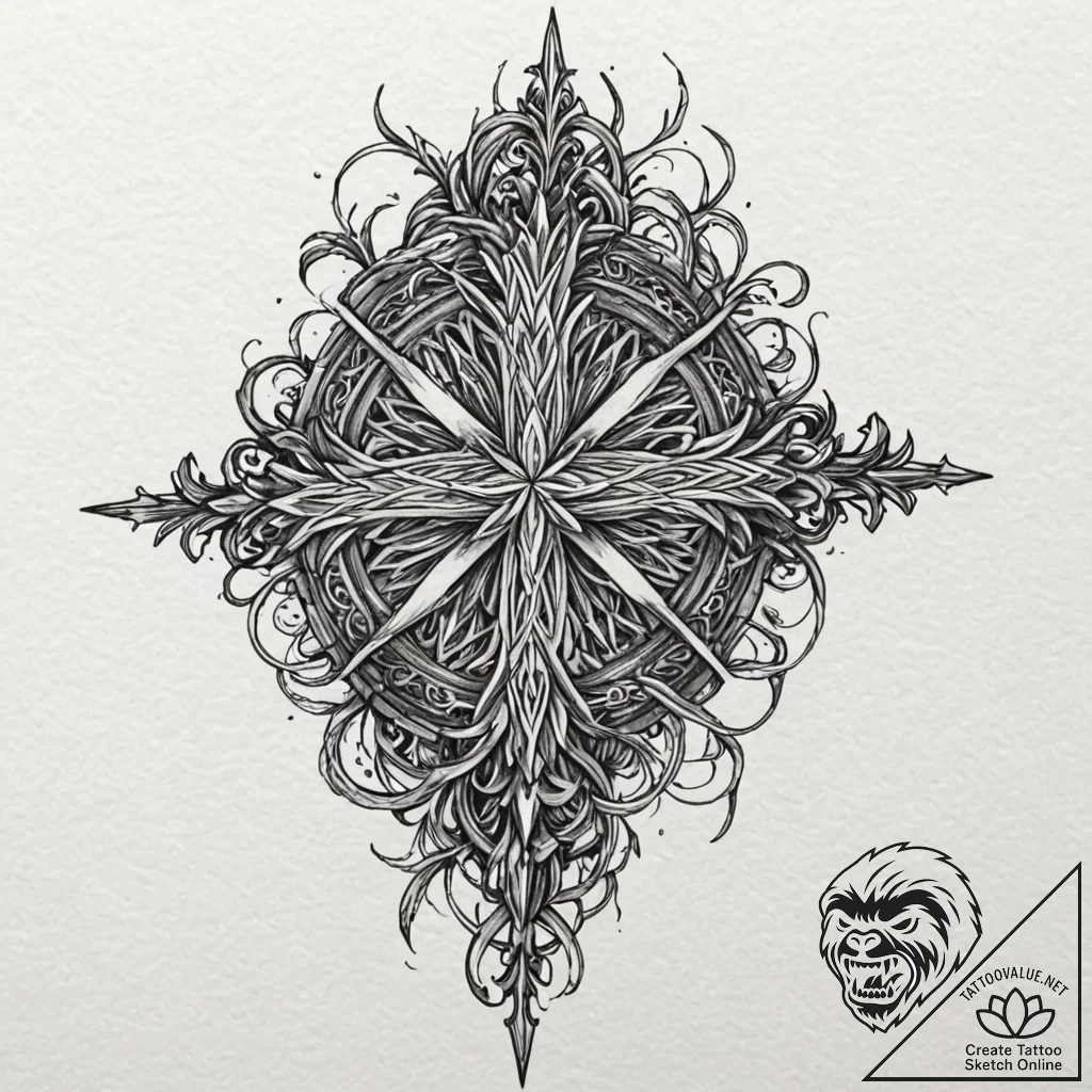 Undying roots binding shattered relic, tattoo... - tattoo sketch (№1753541107_0, 26.07.2025 14:45) — tattoovalue.net