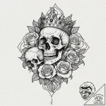Ashen crown floating in flames, tattoo drawin… – tattoo sketch (№1753542525_0, 26.07.2025 15:08) — tattoovalue.net