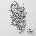 Corrupted scroll burning mid-air, tattoo draw… – tattoo sketch (№1753542911_0, 26.07.2025 15:15) — tattoovalue.net