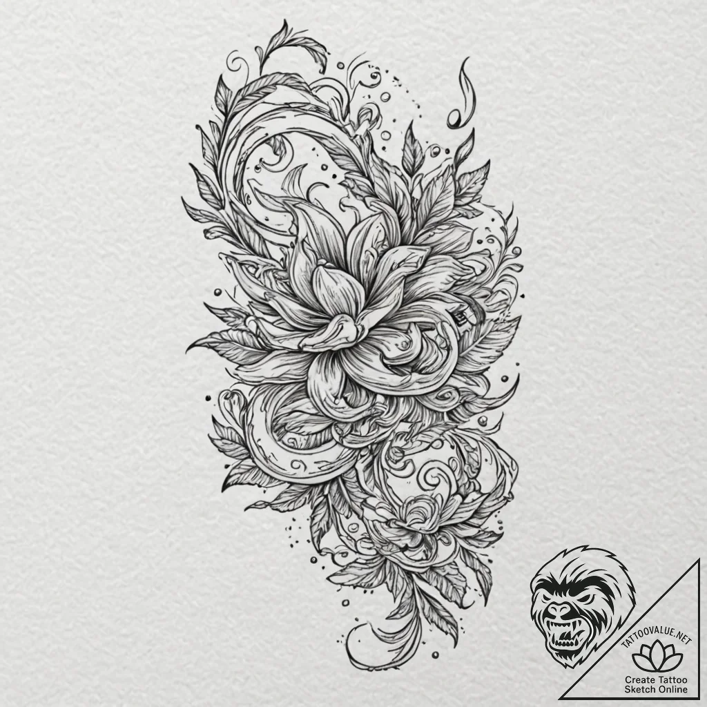 Corrupted scroll burning mid-air, tattoo draw... - tattoo sketch (№1753542911_0, 26.07.2025 15:15) — tattoovalue.net