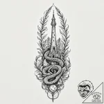 Hollow serpent beneath spectral spire, tattoo… – tattoo sketch (№1753544874_0, 26.07.2025 15:47) — tattoovalue.net