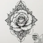 Atomic rose with neon glow, tattoo drawing ou… – tattoo sketch (№1753545278_0, 26.07.2025 15:54) — tattoovalue.net