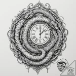 Ice serpent coiling through timepiece, concep… – tattoo sketch (№1753545667_0, 26.07.2025 16:01) — tattoovalue.net