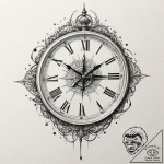 Clock face with spectral hands, concept art f… – tattoo sketch (№1753546664_0, 26.07.2025 16:17) — tattoovalue.net