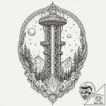 A space elevator, tattoo flash sheet design,… – tattoo sketch (№1753548044_0, 26.07.2025 16:40) — tattoovalue.net