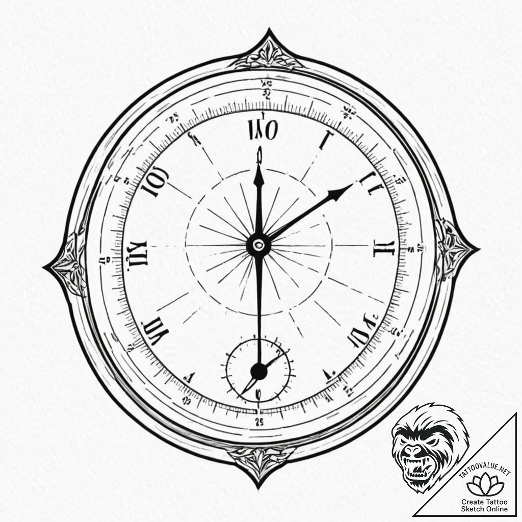 Barometer, indicating "fair weather" ahead, a... - tattoo sketch (№1753548619_0, 26.07.2025 16:50) — tattoovalue.net