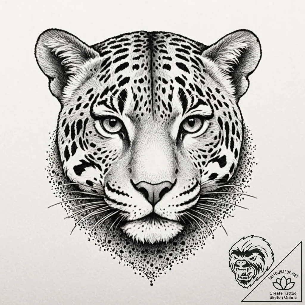 Jaguar, ink illustration for tattoo, on a cle... - tattoo sketch (№1753549001_0, 26.07.2025 16:56) — tattoovalue.net