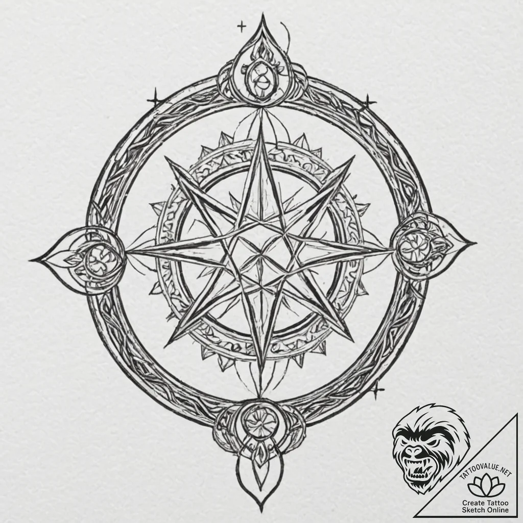 Molten sigil beneath starlight, tattoo drawin... - tattoo sketch (№1753549762_0, 26.07.2025 17:09) — tattoovalue.net