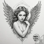 Angel, artistic tattoo sketch, highly detaile… – tattoo sketch (№1753550910_0, 26.07.2025 17:28) — tattoovalue.net