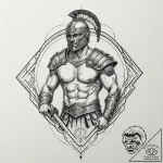 Gladiator, artistic tattoo sketch, muted colo… – tattoo sketch (№1753551482_0, 26.07.2025 17:38) — tattoovalue.net