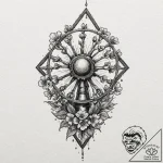 Chernobyl’s reactor core with mutated flowers… – tattoo sketch (№1753552244_0, 26.07.2025 17:50) — tattoovalue.net
