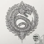 Feathered serpent through celestial gate, tat… – tattoo sketch (№1753553007_0, 26.07.2025 18:03) — tattoovalue.net