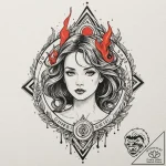 Nymph sigil beneath burning sky, tattoo sketc… – tattoo sketch (№1753554562_0, 26.07.2025 18:29) — tattoovalue.net