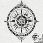 Compass with cardinal directions in runes, ta… – tattoo sketch (№1753554757_0, 26.07.2025 18:32) — tattoovalue.net