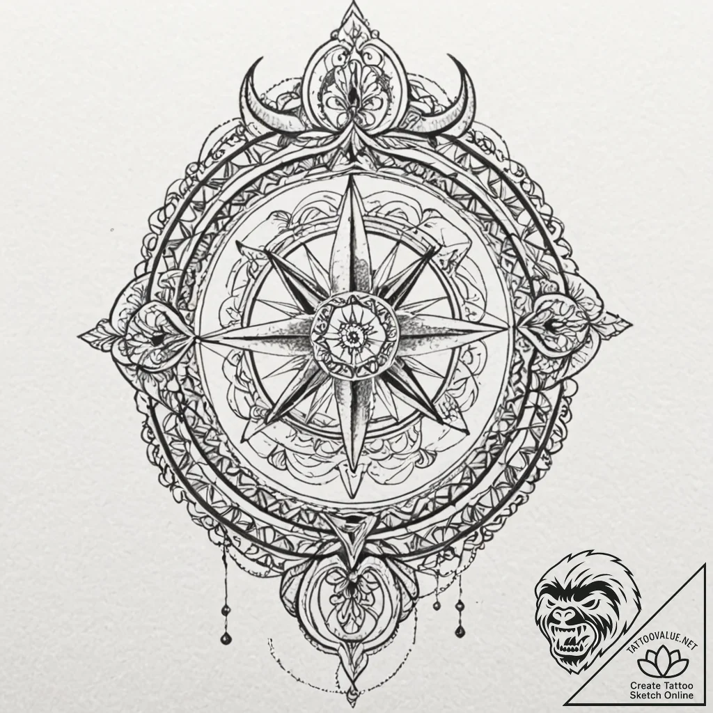 Arcane anchor floating in runes, tattoo line... - tattoo sketch (№1753554957_0, 26.07.2025 18:35) — tattoovalue.net