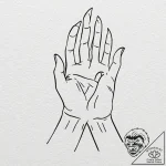 Grasping hands rising from mist, tattoo line… – tattoo sketch (№1753555152_0, 26.07.2025 18:39) — tattoovalue.net