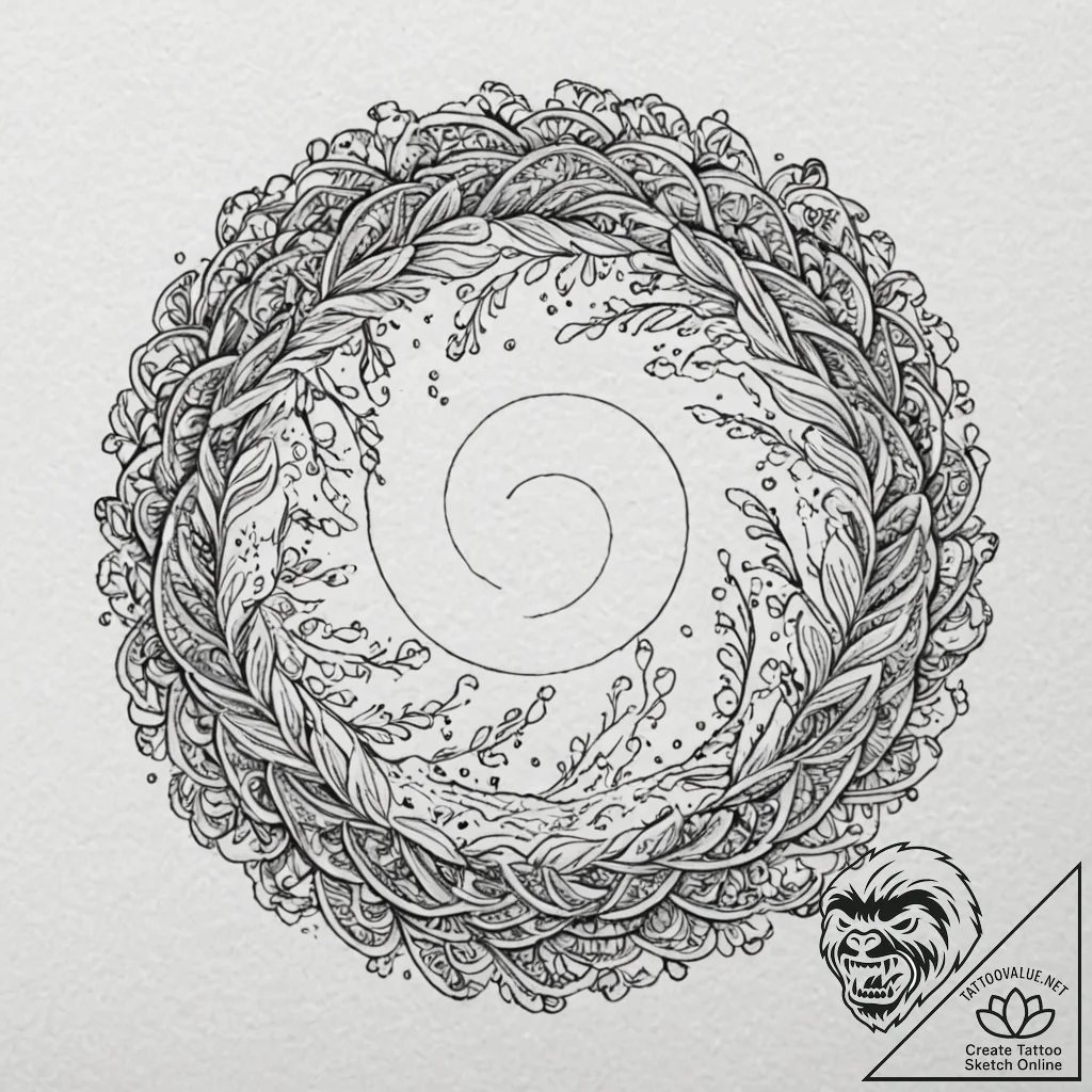 Etched relic spiraling into sky, tattoo sketc... - tattoo sketch (№1753555346_0, 26.07.2025 18:42) — tattoovalue.net