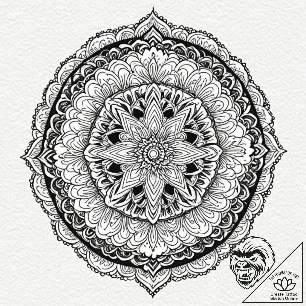 Blacklight-reactive mandala that reveals hidd... - tattoo sketch (№1753555541_0, 26.07.2025 18:45) — tattoovalue.net