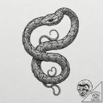 Bone serpent in coiled stance, tattoo drawing… – tattoo sketch (№1753555746_0, 26.07.2025 18:49) — tattoovalue.net
