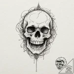 Animated skull laughing, tattoo line art, pro… – tattoo sketch (№1753555944_0, 26.07.2025 18:52) — tattoovalue.net
