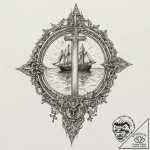 Sunlight caught in broken mirror, tattoo line… – tattoo sketch (№1753556915_0, 26.07.2025 19:08) — tattoovalue.net