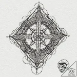 Rotwood staff crowned with runes, ink illustr… – tattoo sketch (№1753557510_0, 26.07.2025 19:18) — tattoovalue.net