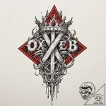 Glyph-etched blade crowned with bone, tattoo… – tattoo sketch (№1753558129_0, 26.07.2025 19:28) — tattoovalue.net